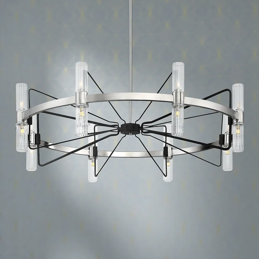 Mass Transit 35" Wide Brushed Nickel 16-Light Chandelier