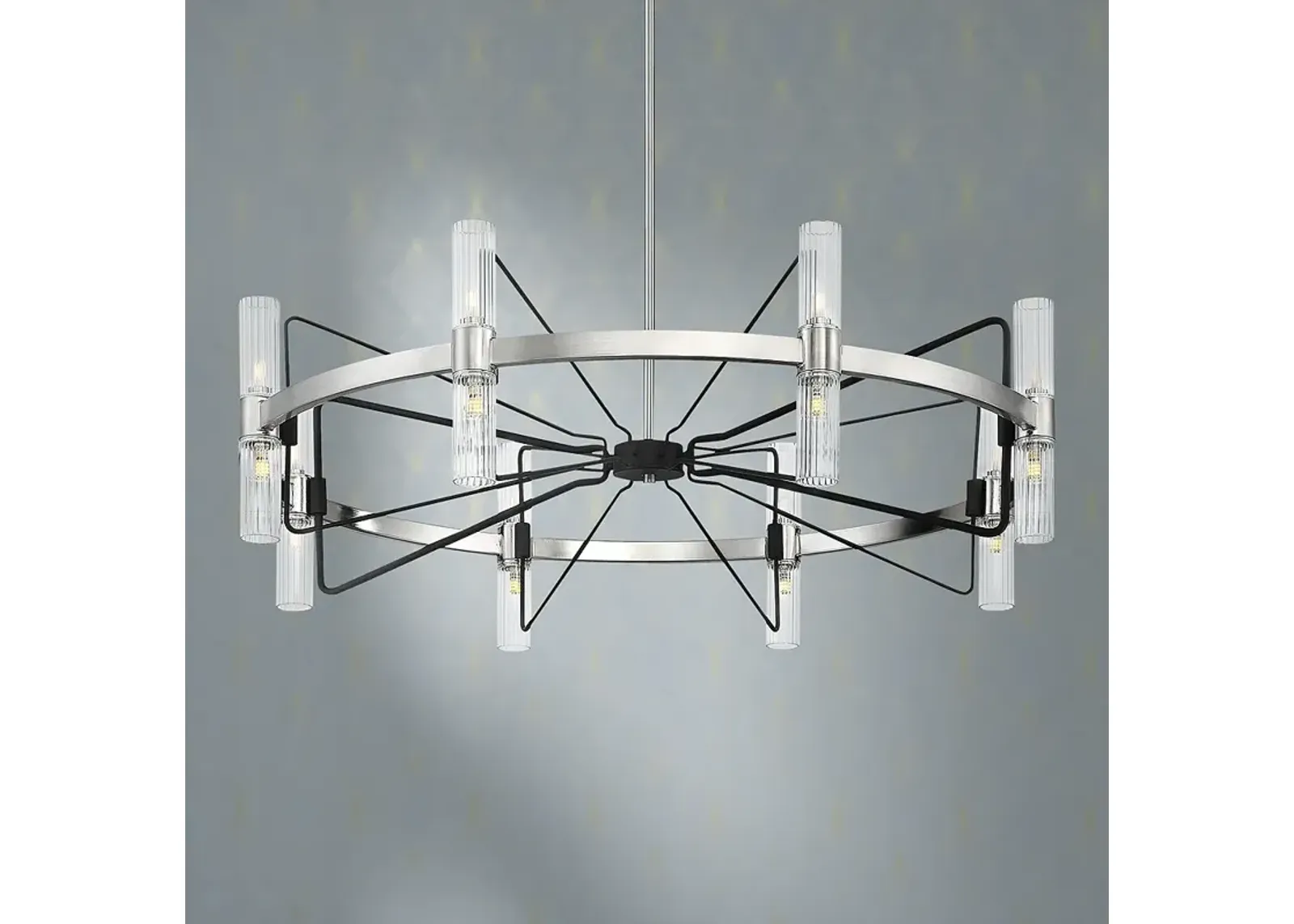 Mass Transit 35" Wide Brushed Nickel 16-Light Chandelier