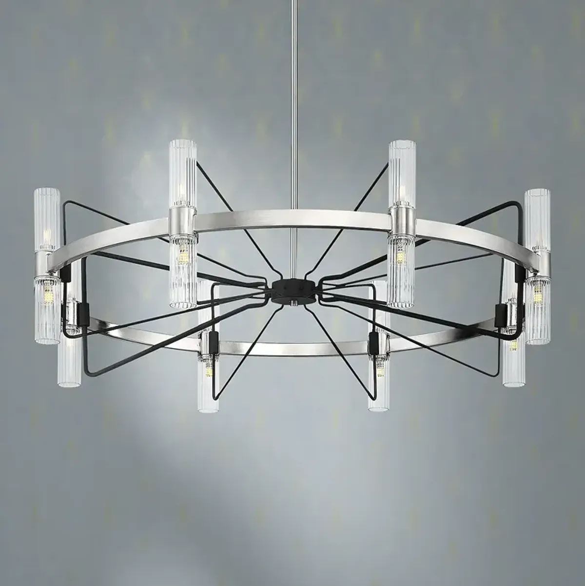 Mass Transit 35" Wide Brushed Nickel 16-Light Chandelier