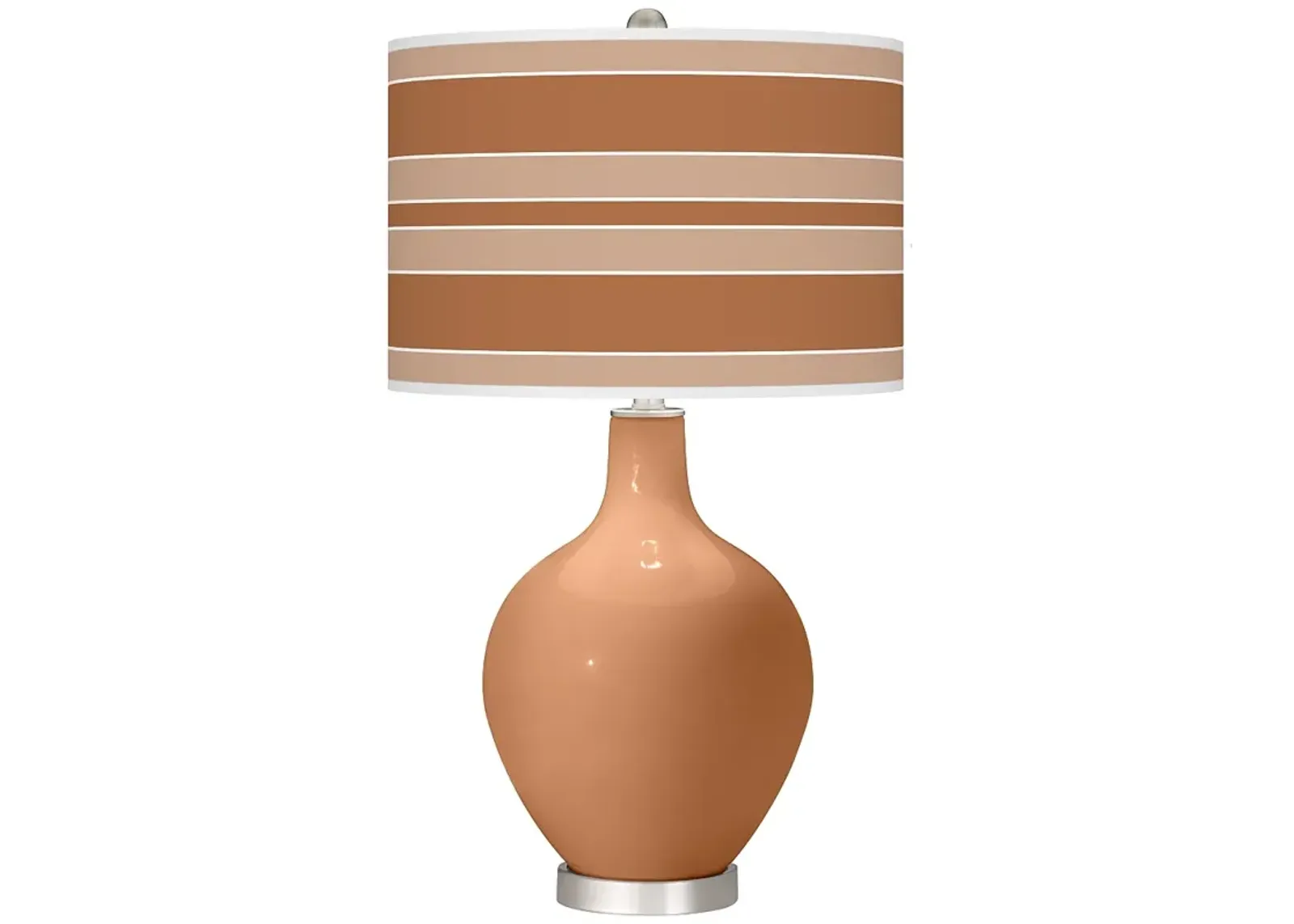 Burnt Almond Bold Stripe Ovo Table Lamp