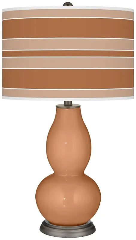 Burnt Almond Bold Stripe Double Gourd Table Lamp