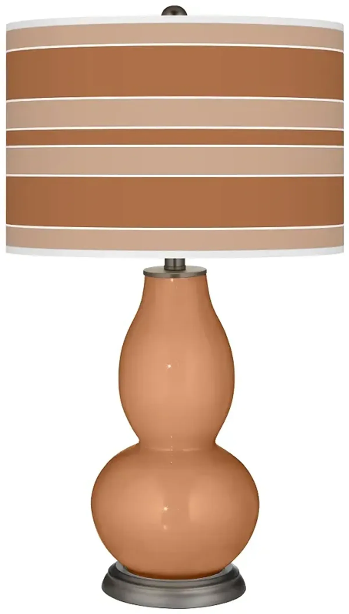 Burnt Almond Bold Stripe Double Gourd Table Lamp