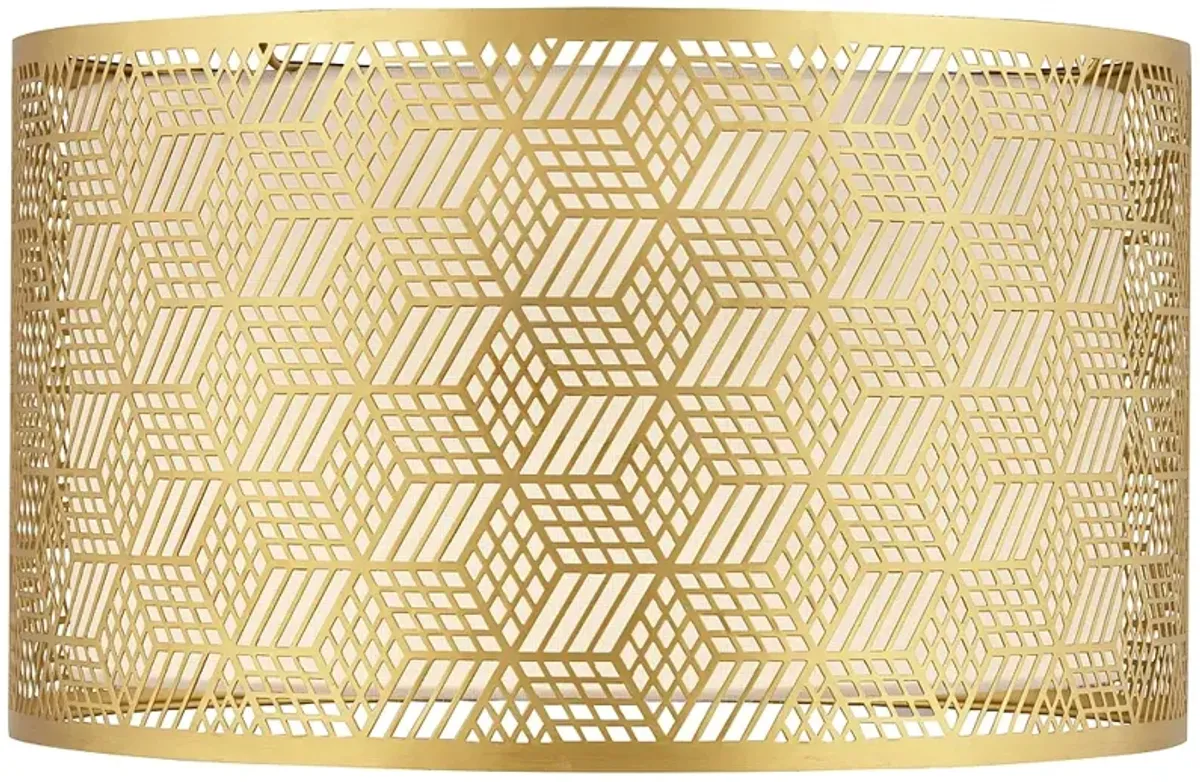 Gold Finish Laser Cut Metal Drum Shade 17x17x10 (Spider)