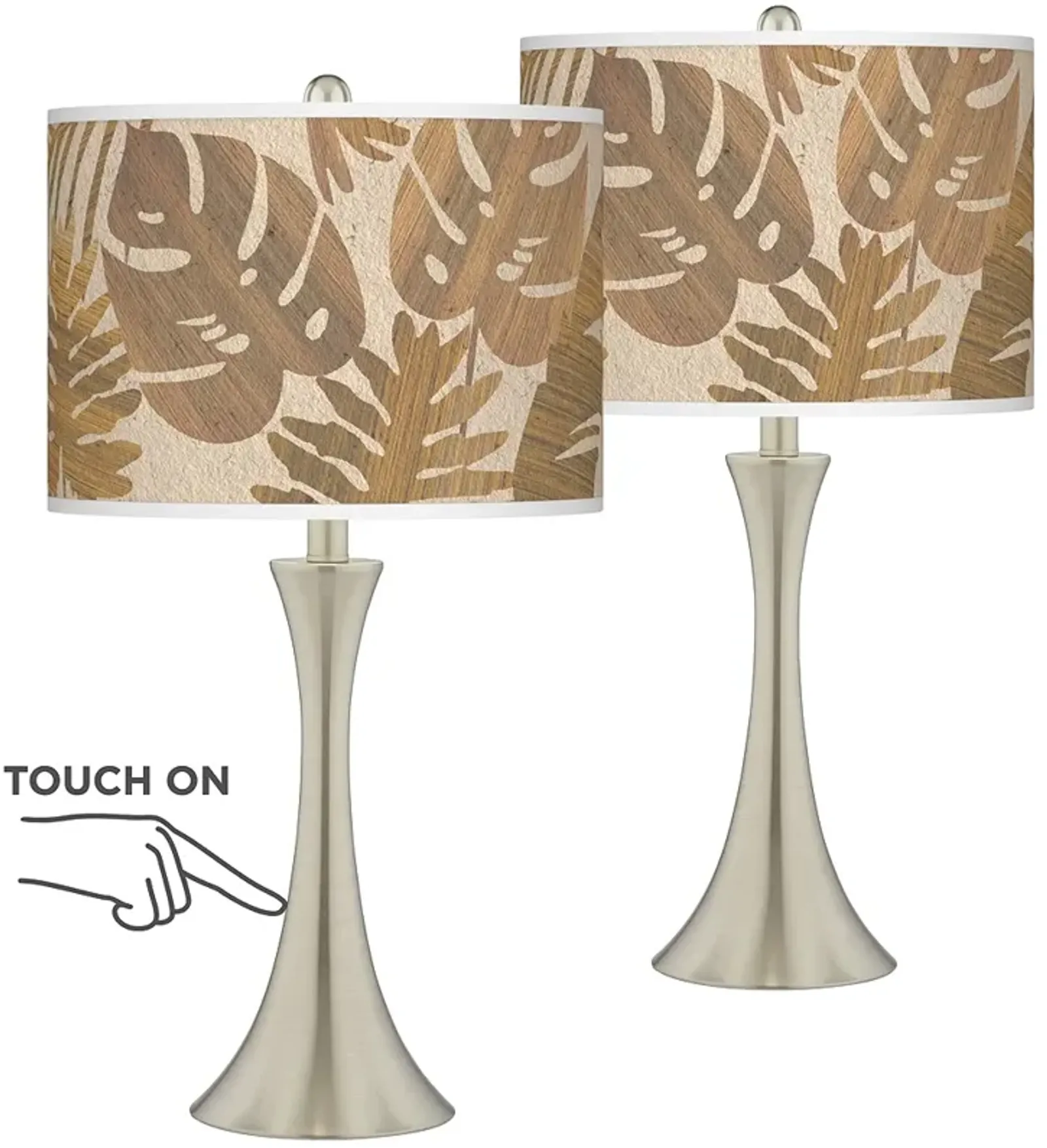 Tropical Woodwork Trish Brushed Nickel Touch Table Lamps Set of 2