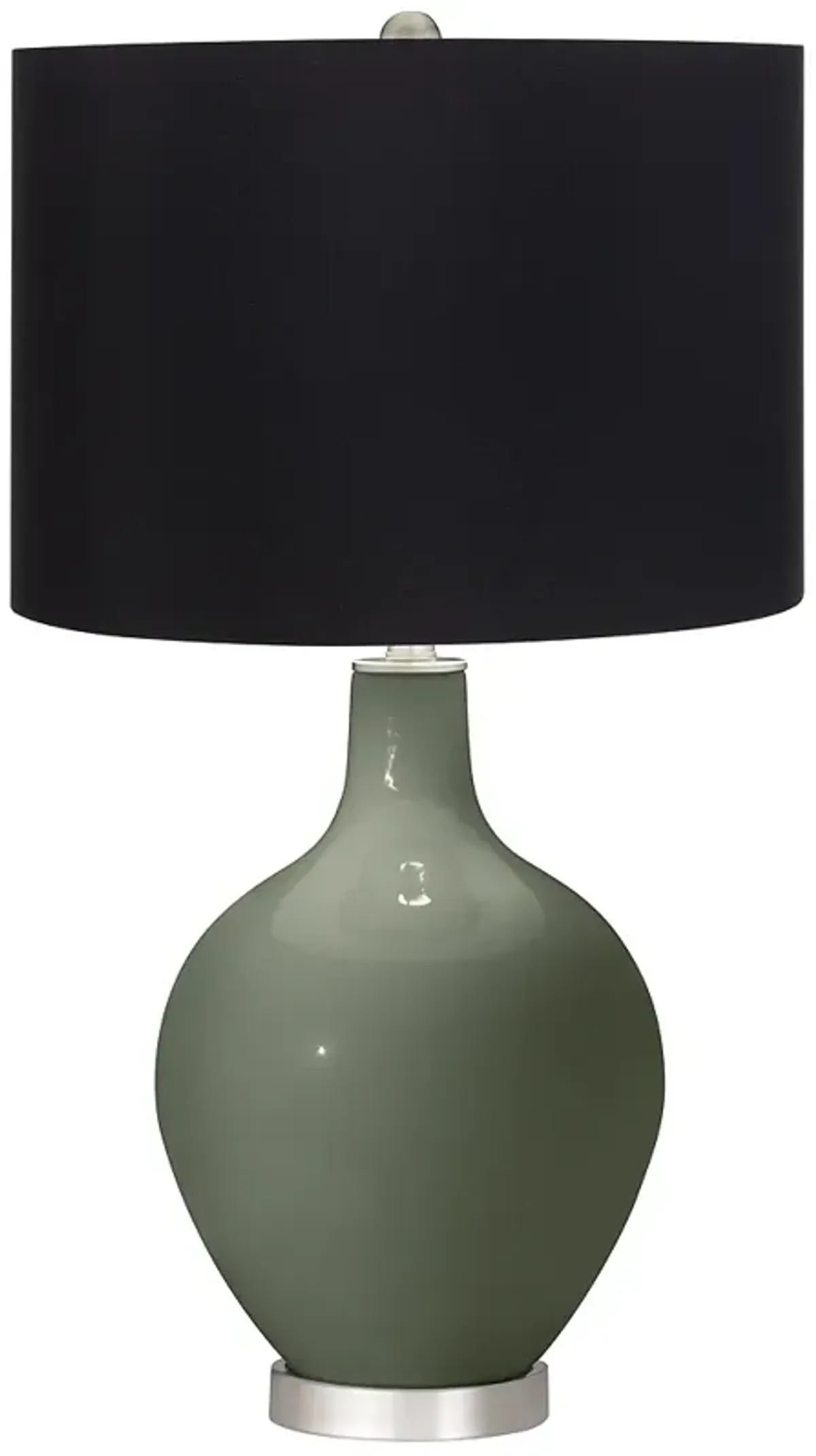 Color Plus Ovo 28 1/2" High Black Shade Deep Lichen Green Table Lamp