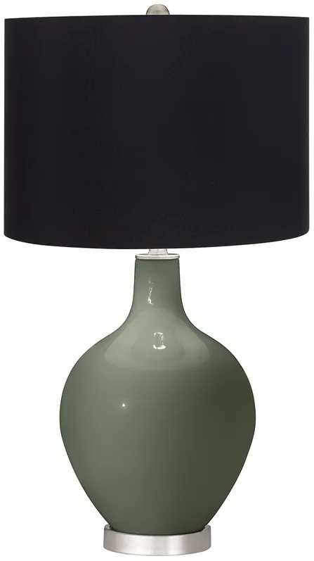 Deep Lichen Green Ovo Table Lamp with Black Shade