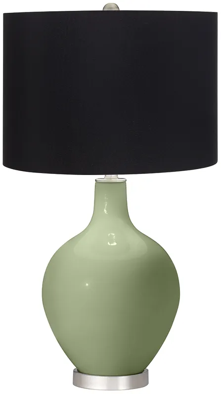 Majolica Green Ovo Table Lamp with Black Shade