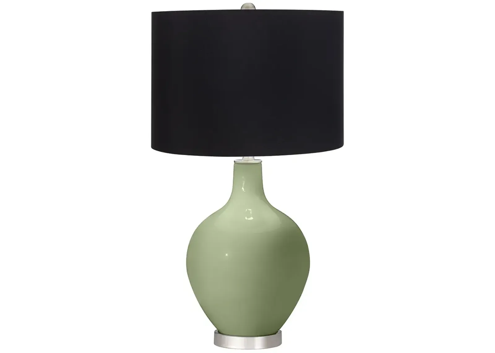 Majolica Green Ovo Table Lamp with Black Shade