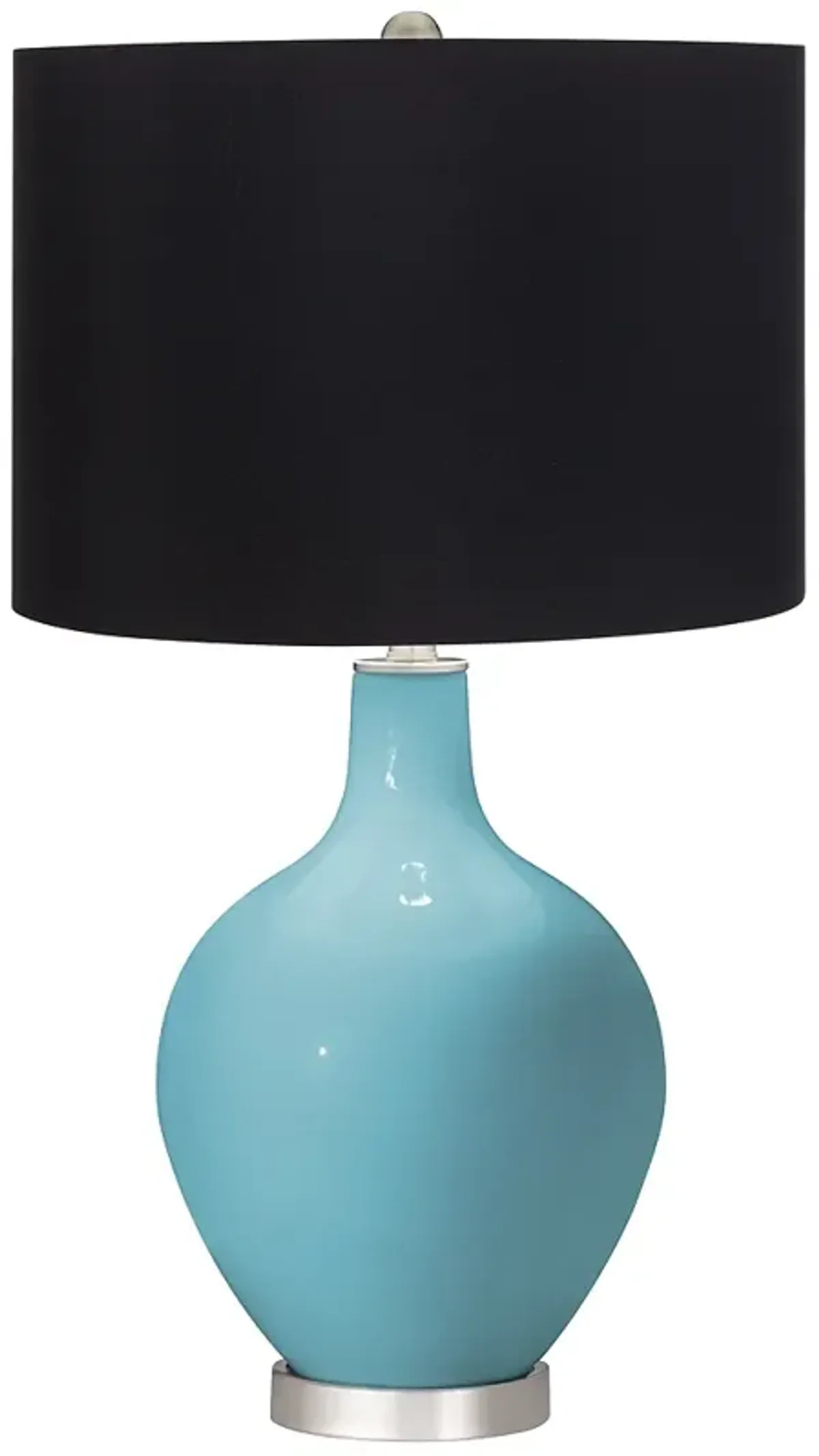 Color Plus Ovo 28 1/2" High Black Shade Nautilus Blue Table Lamp
