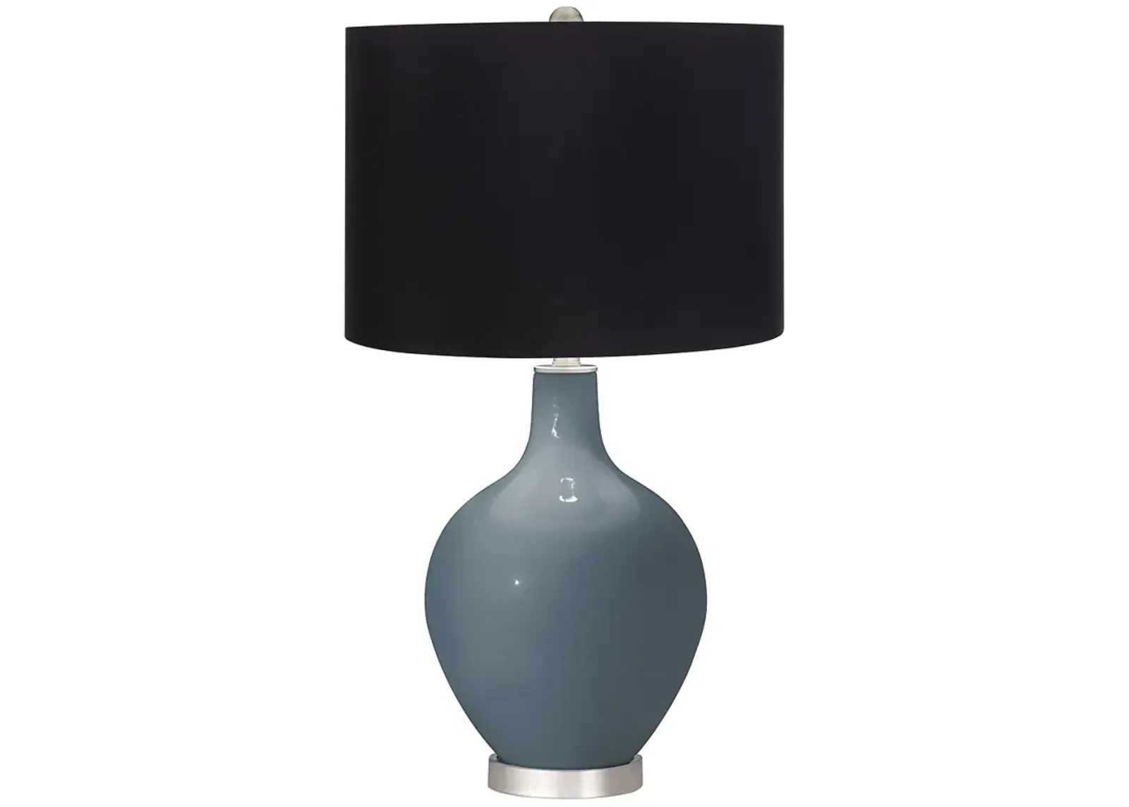 Smoky Blue Ovo Table Lamp with Black Shade