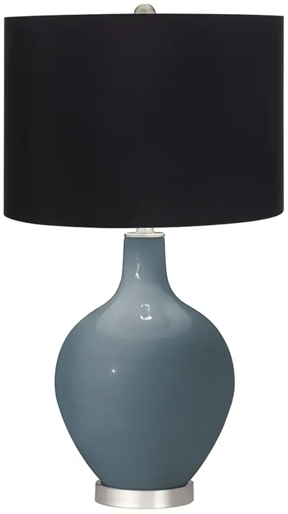 Smoky Blue Ovo Table Lamp with Black Shade