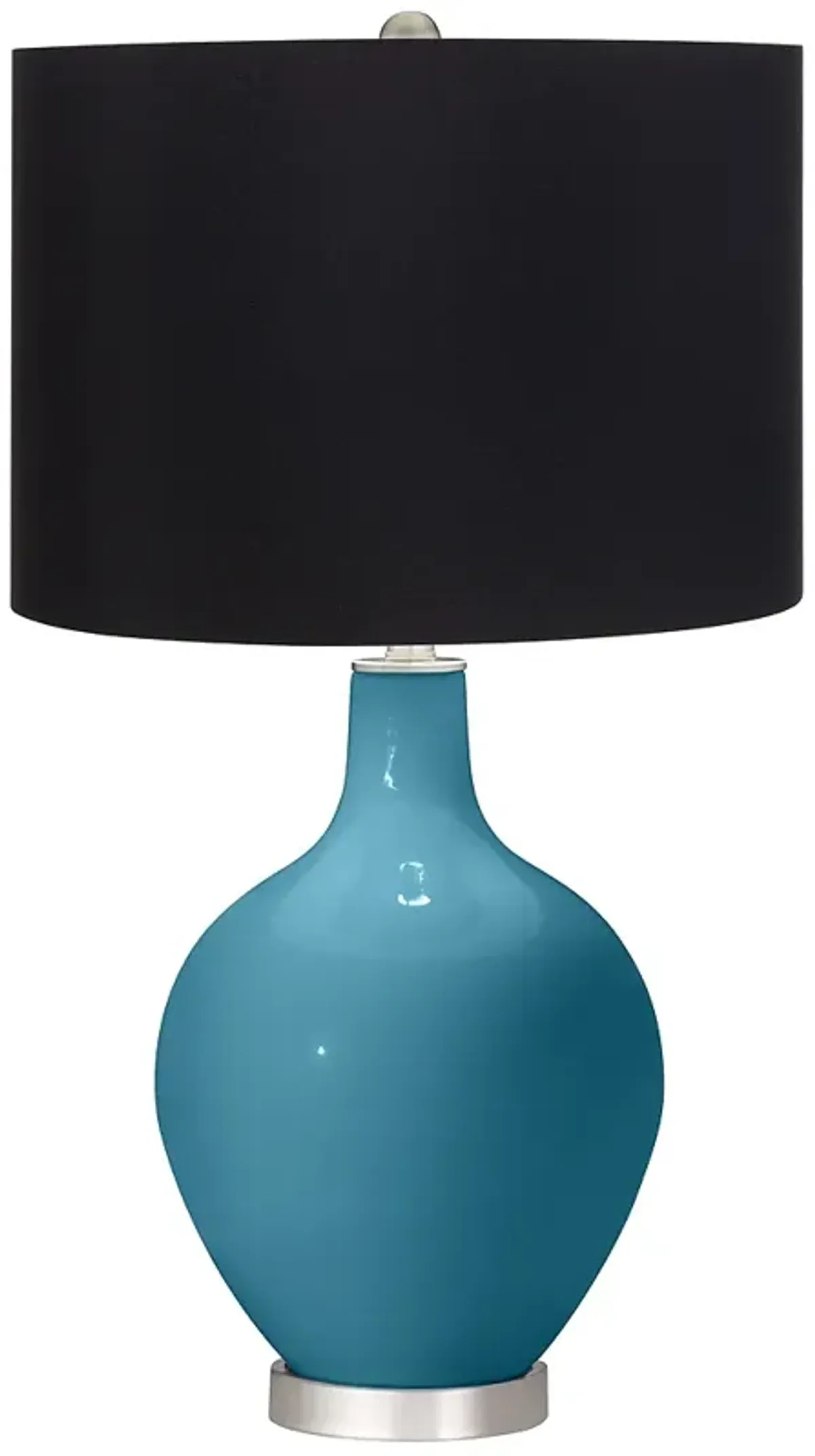 Color Plus Ovo 28 1/2" High Black Shade Great Falls Blue Table Lamp