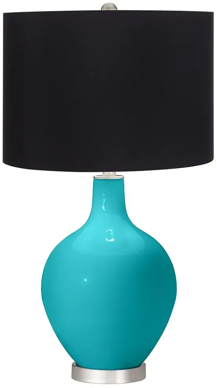 Color Plus Ovo 28 1/2" Black Shade Surfer Blue Table Lamp