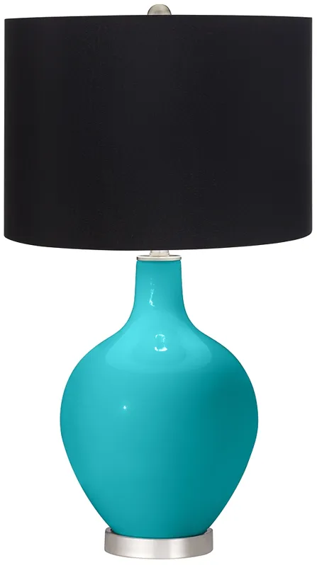 Surfer Blue Ovo Table Lamp with Black Shade