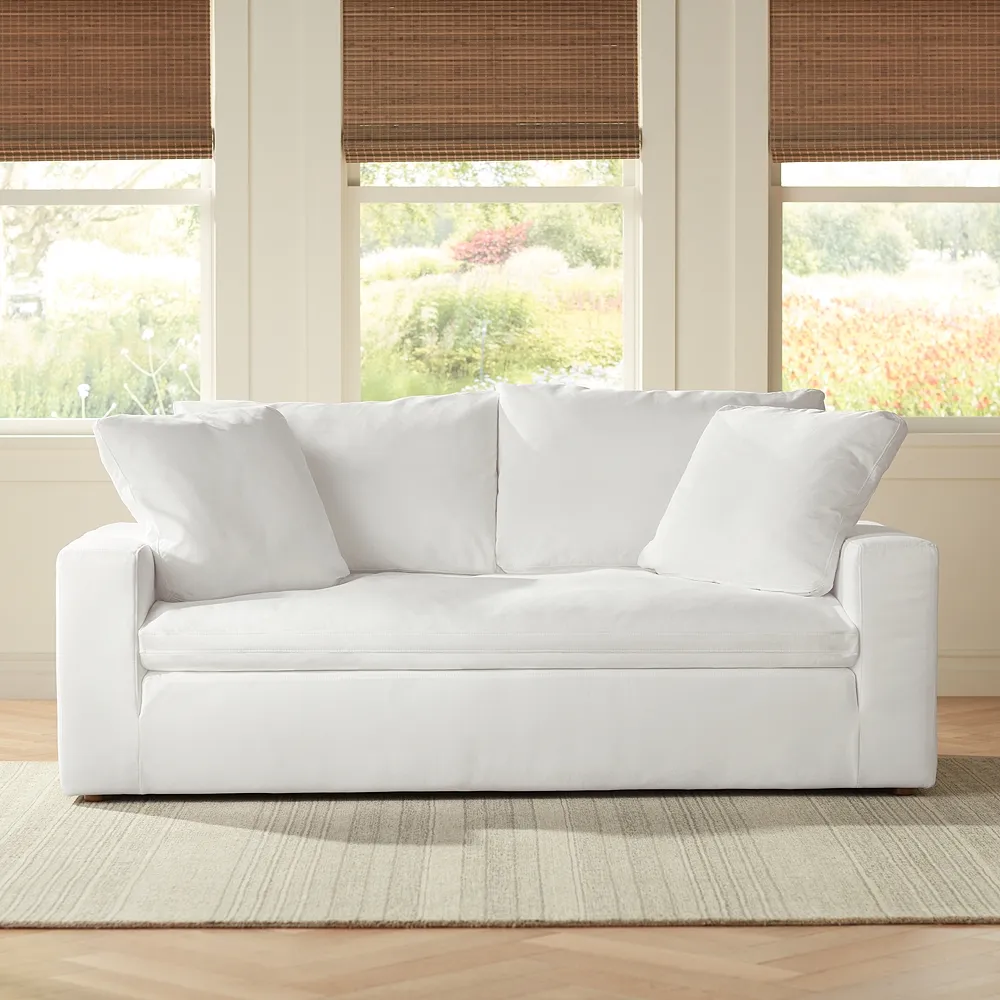 Peyton Pearl 84” Wide White Slipcover Sofa