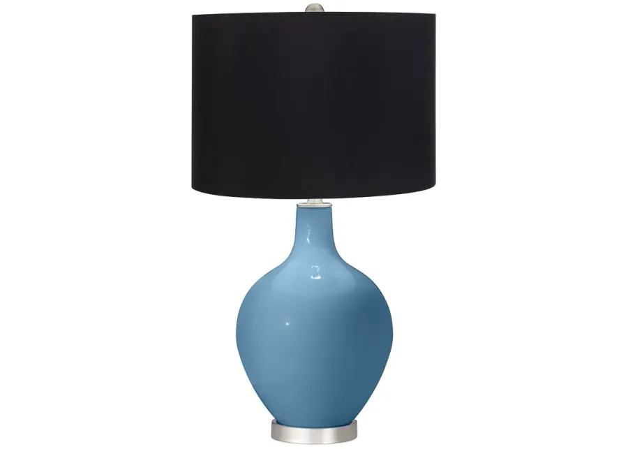 Secure Blue Ovo Table Lamp with Black Shade