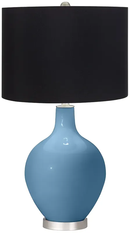 Secure Blue Ovo Table Lamp with Black Shade