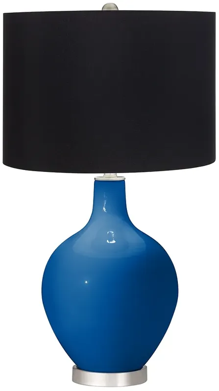 Hyper Blue Ovo Table Lamp with Black Shade