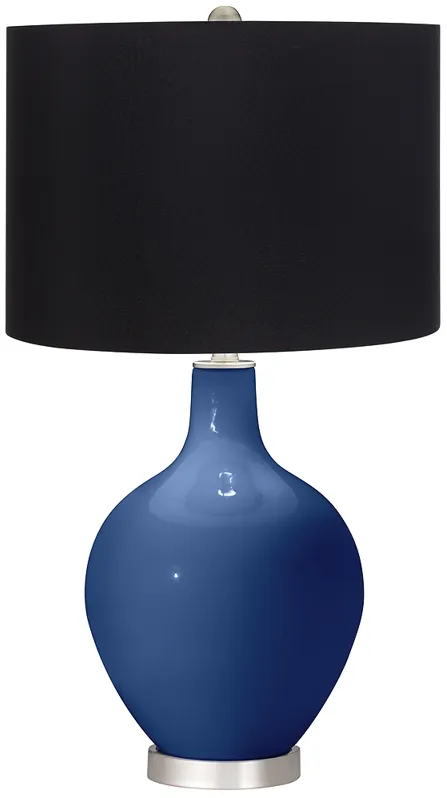 Monaco Blue Ovo Table Lamp with Black Shade