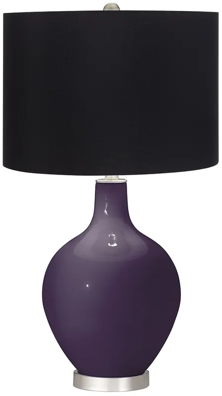 Quixotic Plum Ovo Table Lamp with Black Shade