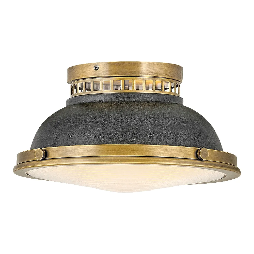 Hinkley Emery 12.8" Wide Brass Finish Flush Mount Ceiling Light