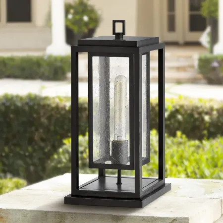 Hinkley Republic 16 1/2" High Black and Glass Outdoor Pier Light