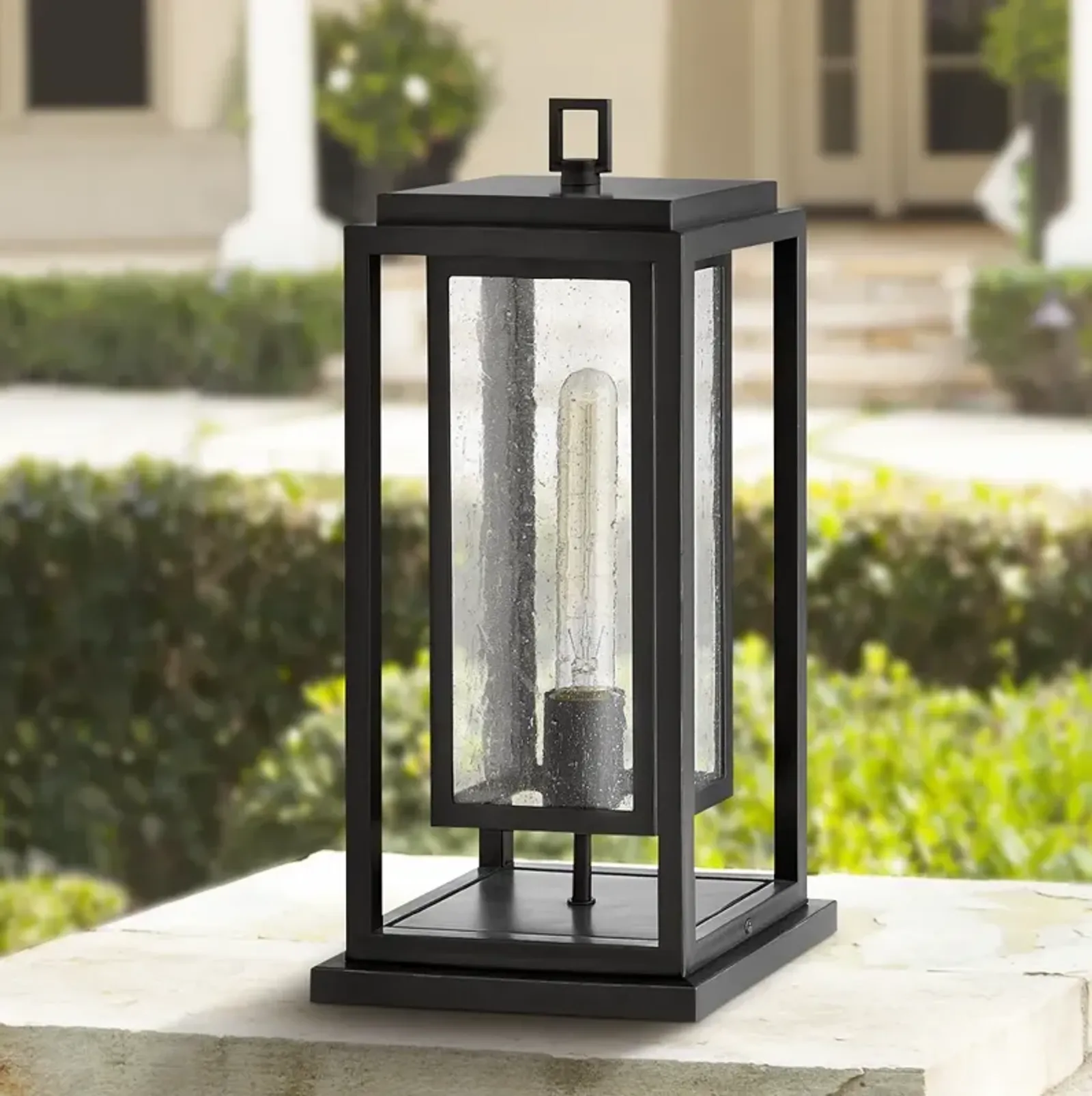 Hinkley Republic 16 1/2" High Black and Glass Outdoor Pier Light