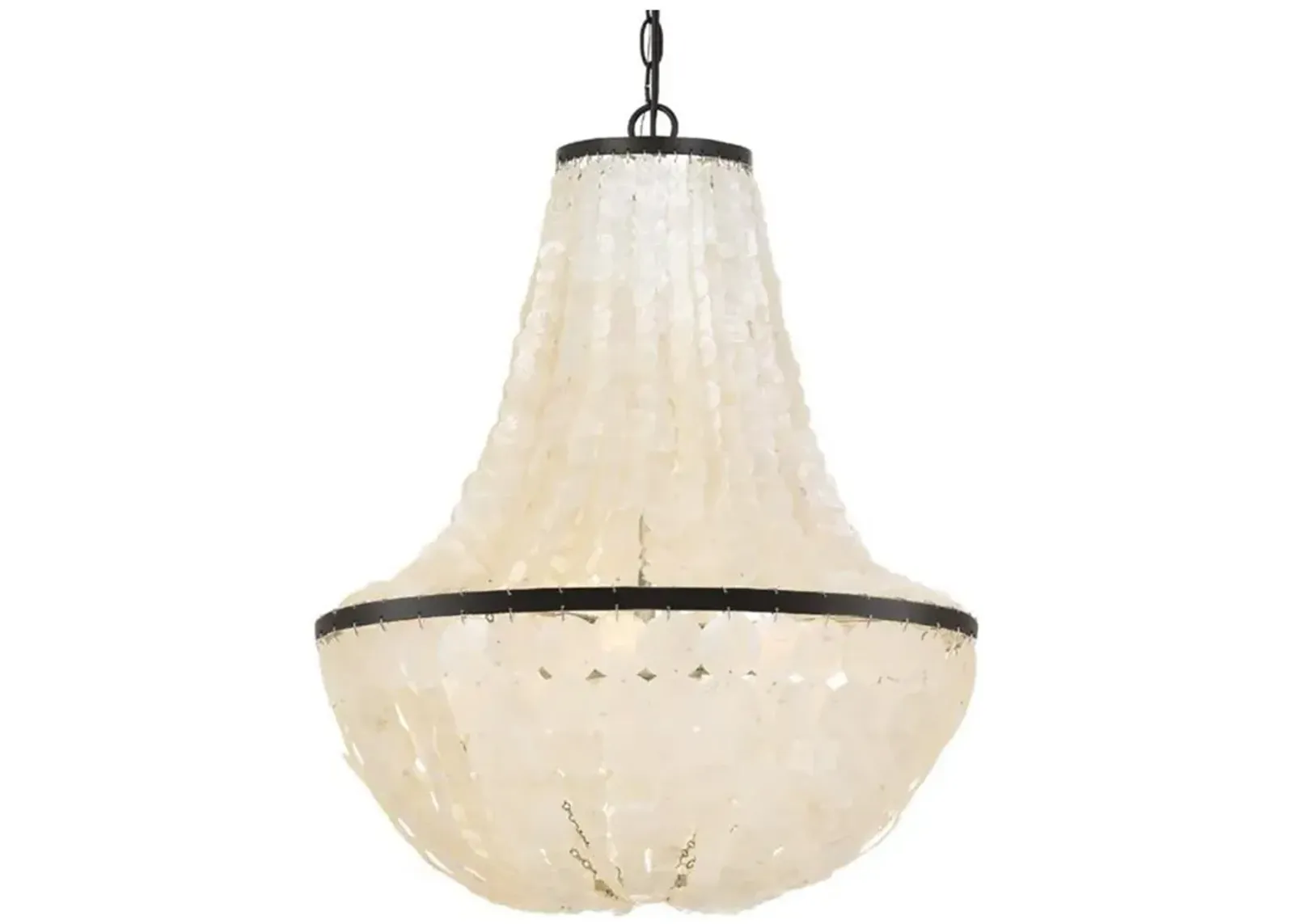 Birelle 18" Wide Dark Bronze Cream Shell 6-Light Chandelier