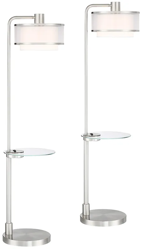 Possini Euro Vogue Modern Tray Table USB Floor Lamps Set of 2
