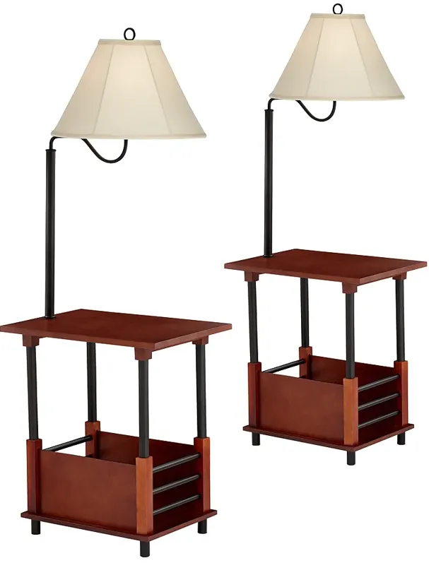 Regency Hill Marville  55" Mission End Table Floor Lamps Set of 2