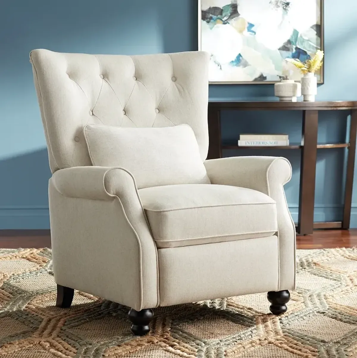 Bryce Natural Linen Push Back Recliner Chair