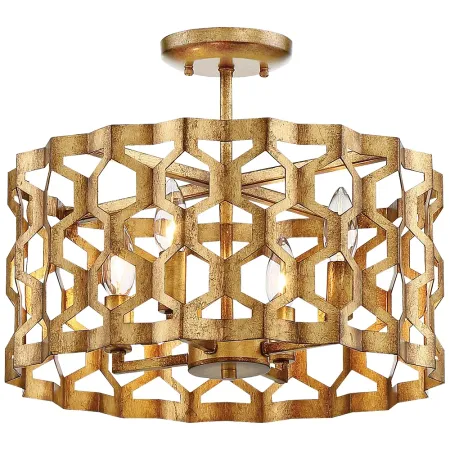 Metropolitan Coronade 16" Wide Gold Leaf 4-Light Ceiling Light