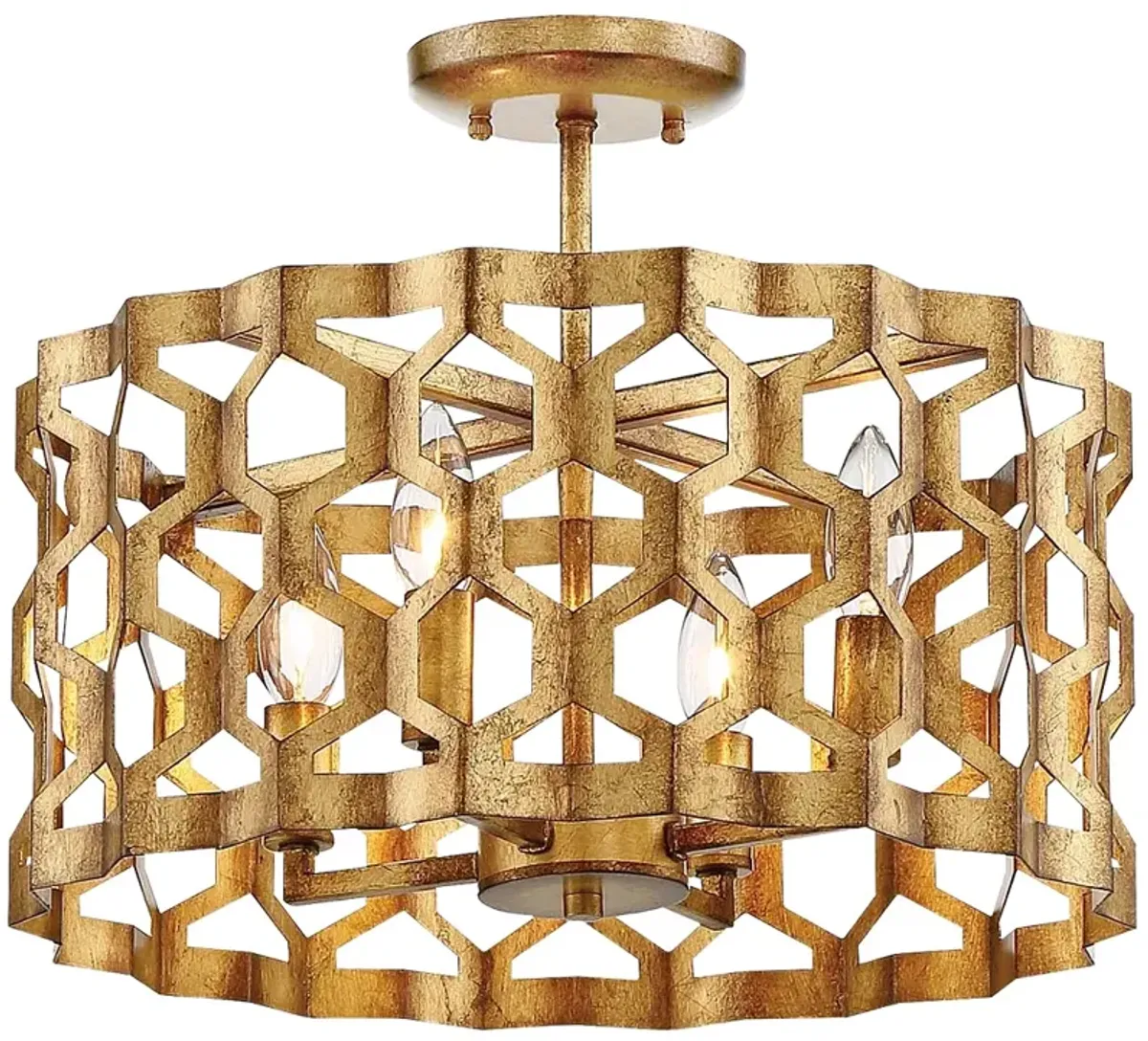 Metropolitan Coronade 16" Wide Gold Leaf 4-Light Ceiling Light