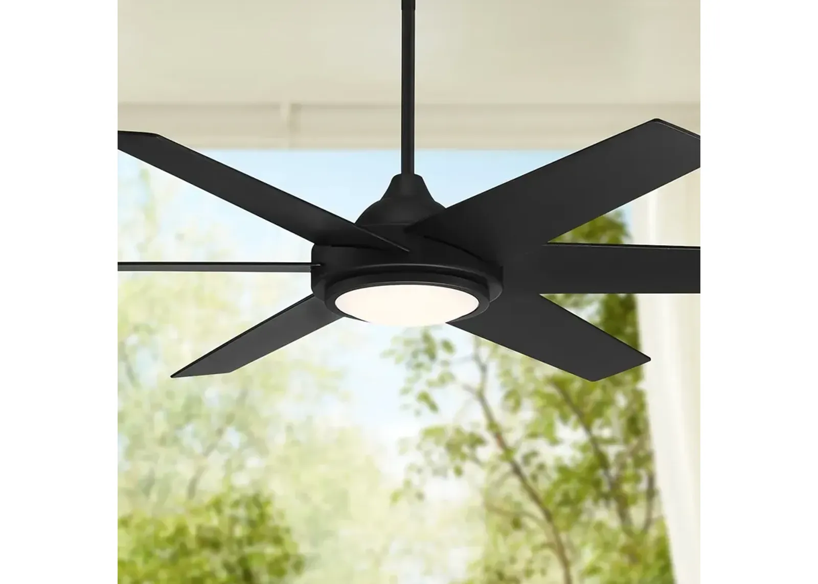 56" Casa Vieja Estate Matte Black LED Damp Ceiling Fan with Remote