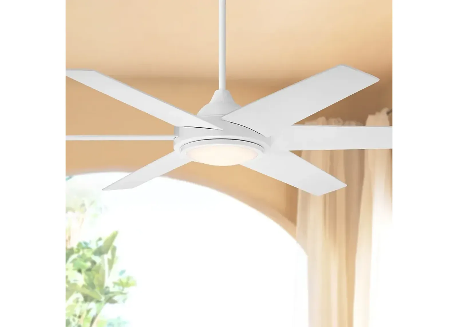 56" Casa Vieja Estate White LED Damp Ceiling Fan with Remote