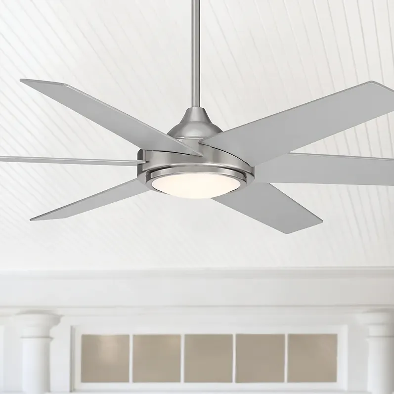 56" Casa Vieja Estate Silver LED Damp Ceiling Fan with Remote Control