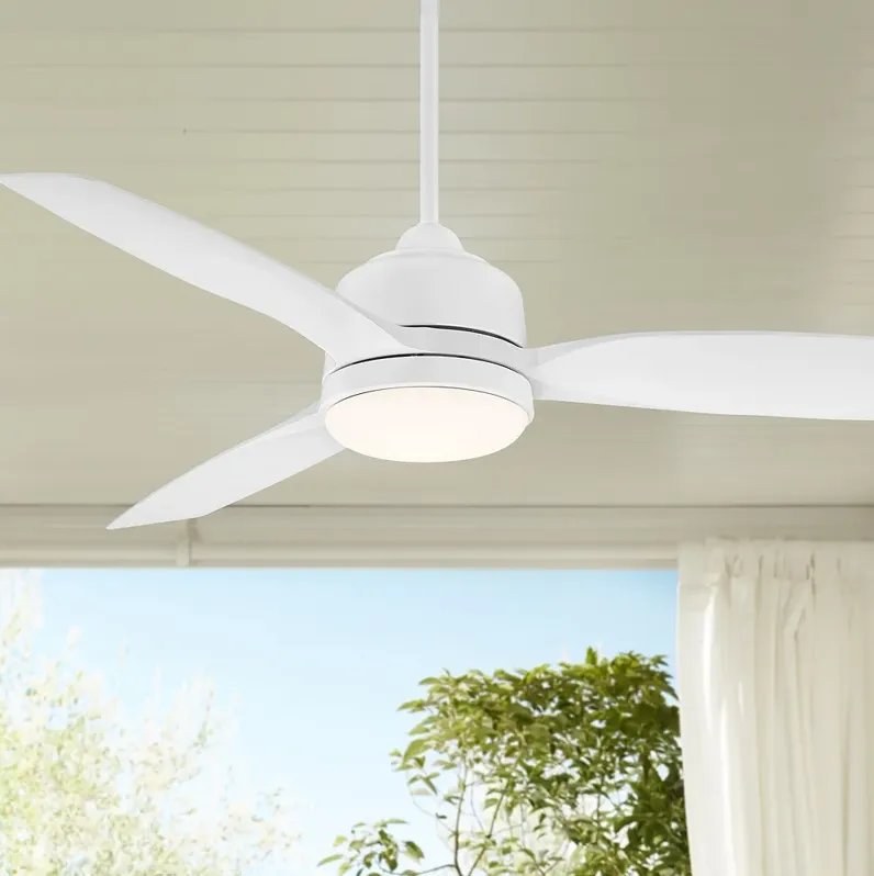 54" Casa Vieja Tres Aurora White Wet Rated LED Ceiling Fan with Remote