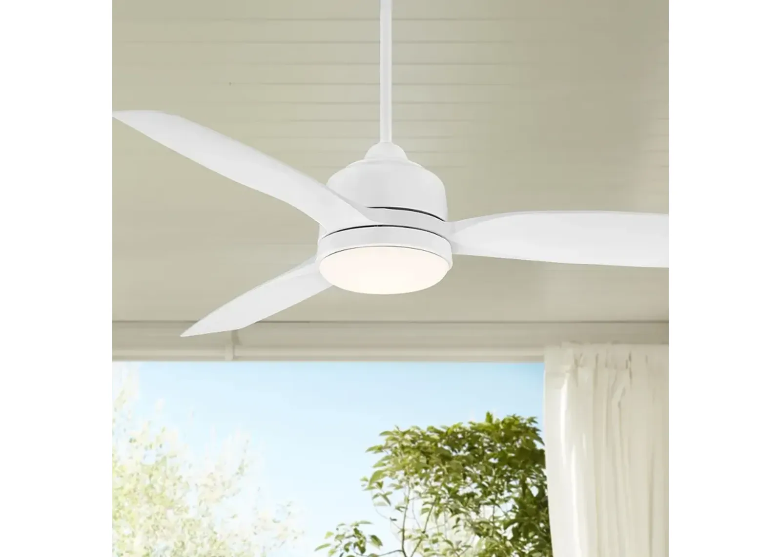 54" Casa Vieja Tres Aurora White Wet Rated LED Ceiling Fan with Remote