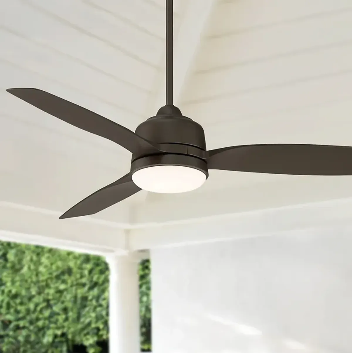 54" Casa Vieja Tres Aurora Bronze Wet LED Ceiling Fan with Remote
