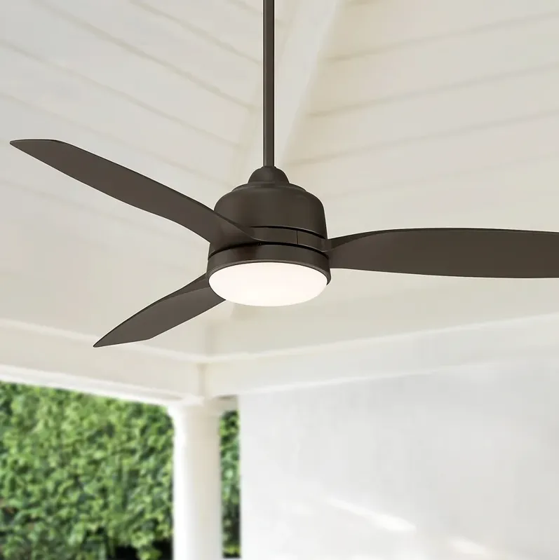 54" Casa Vieja Tres Aurora Bronze Wet LED Ceiling Fan with Remote