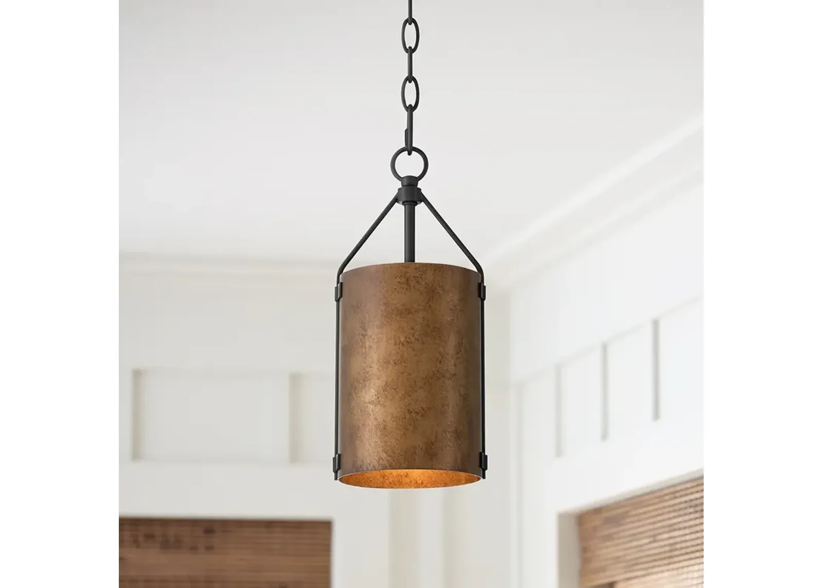 Possini Euro Julian 5 3/4" Wide Rustic Bronze Metal Drum Mini Pendant