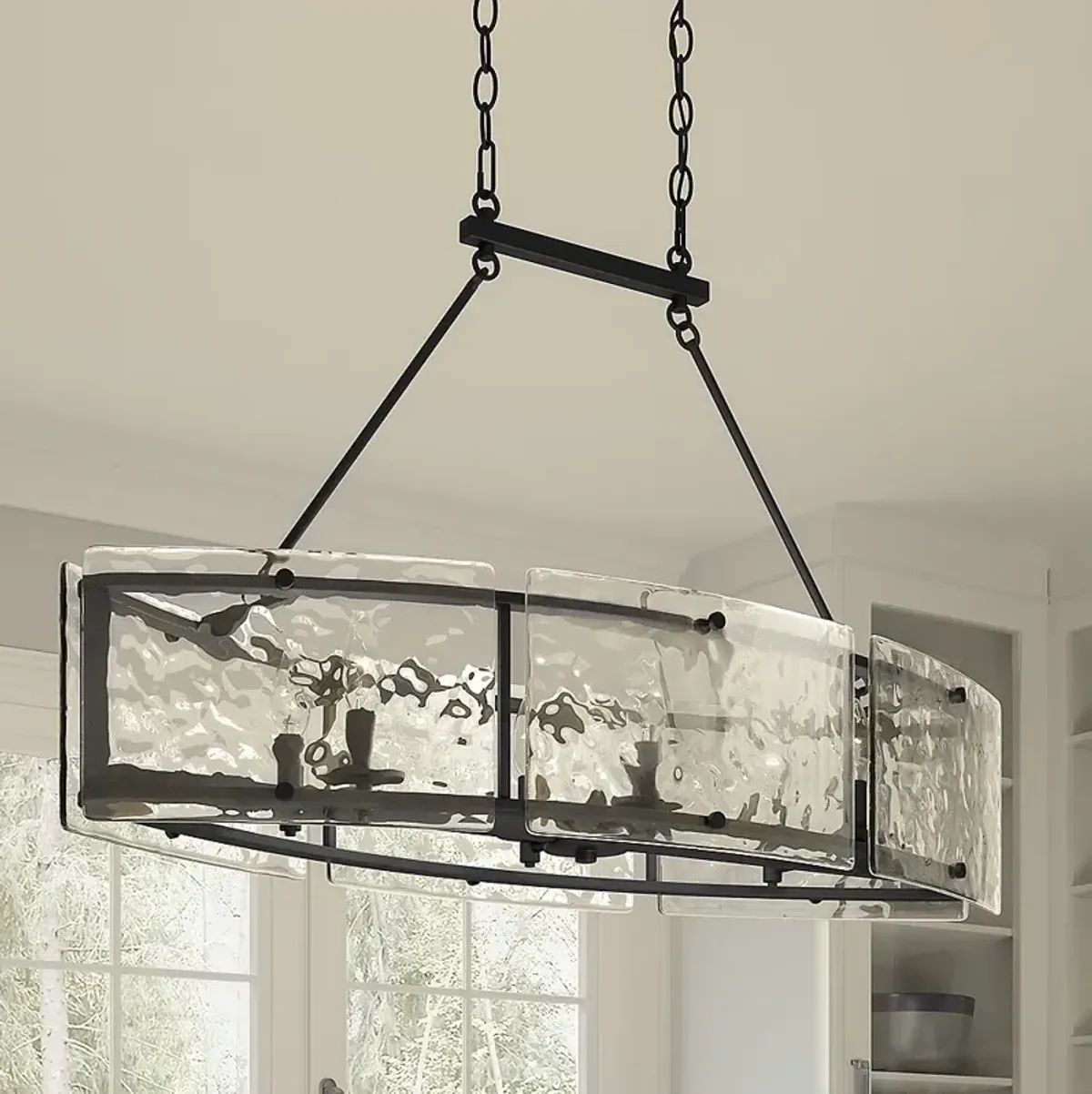 Fortress 39" Wide Mottled Silver 6-Light Linear Pendant