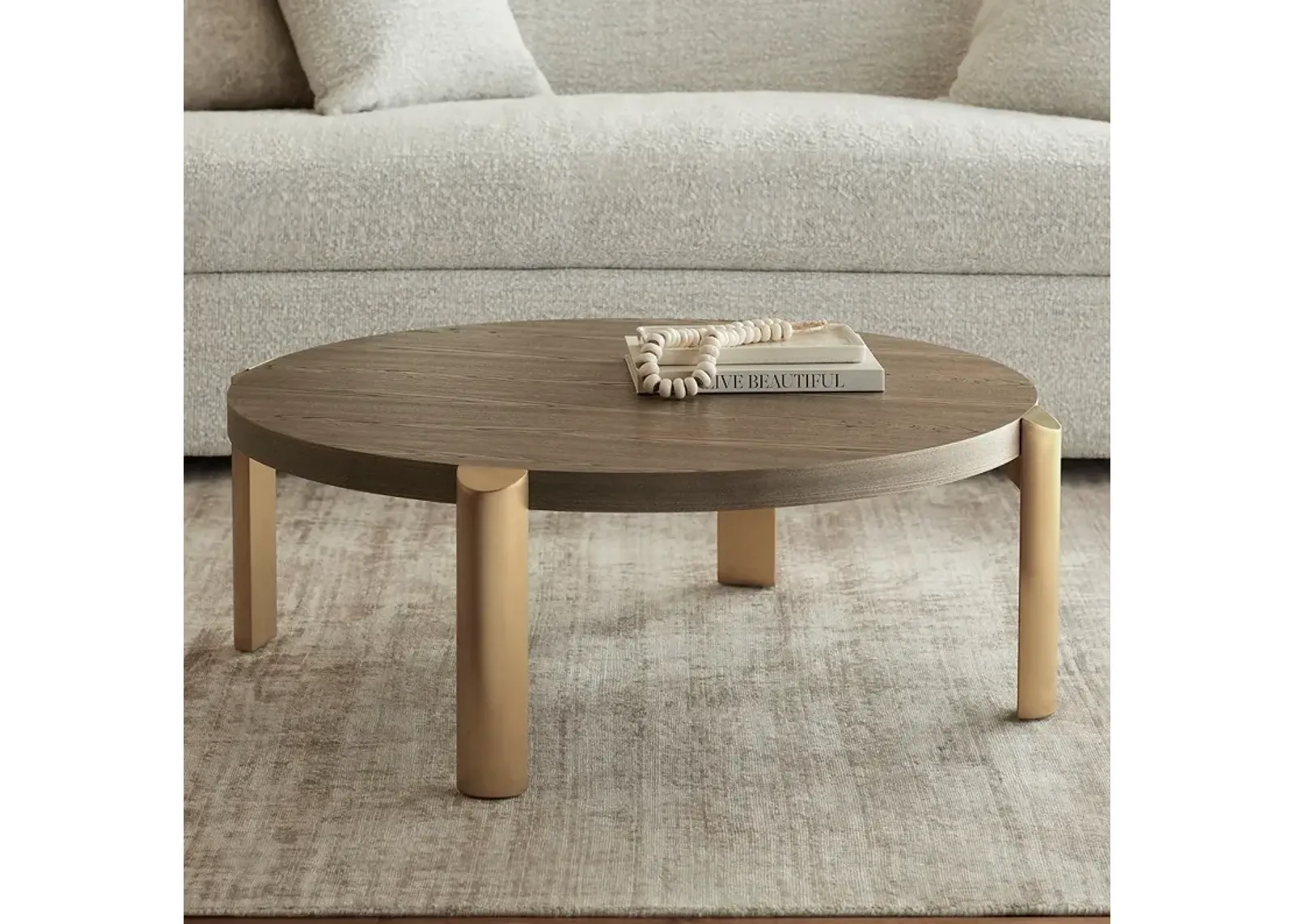 Simmons 40 1/4" Wide Brown Wood Round Coffee Table