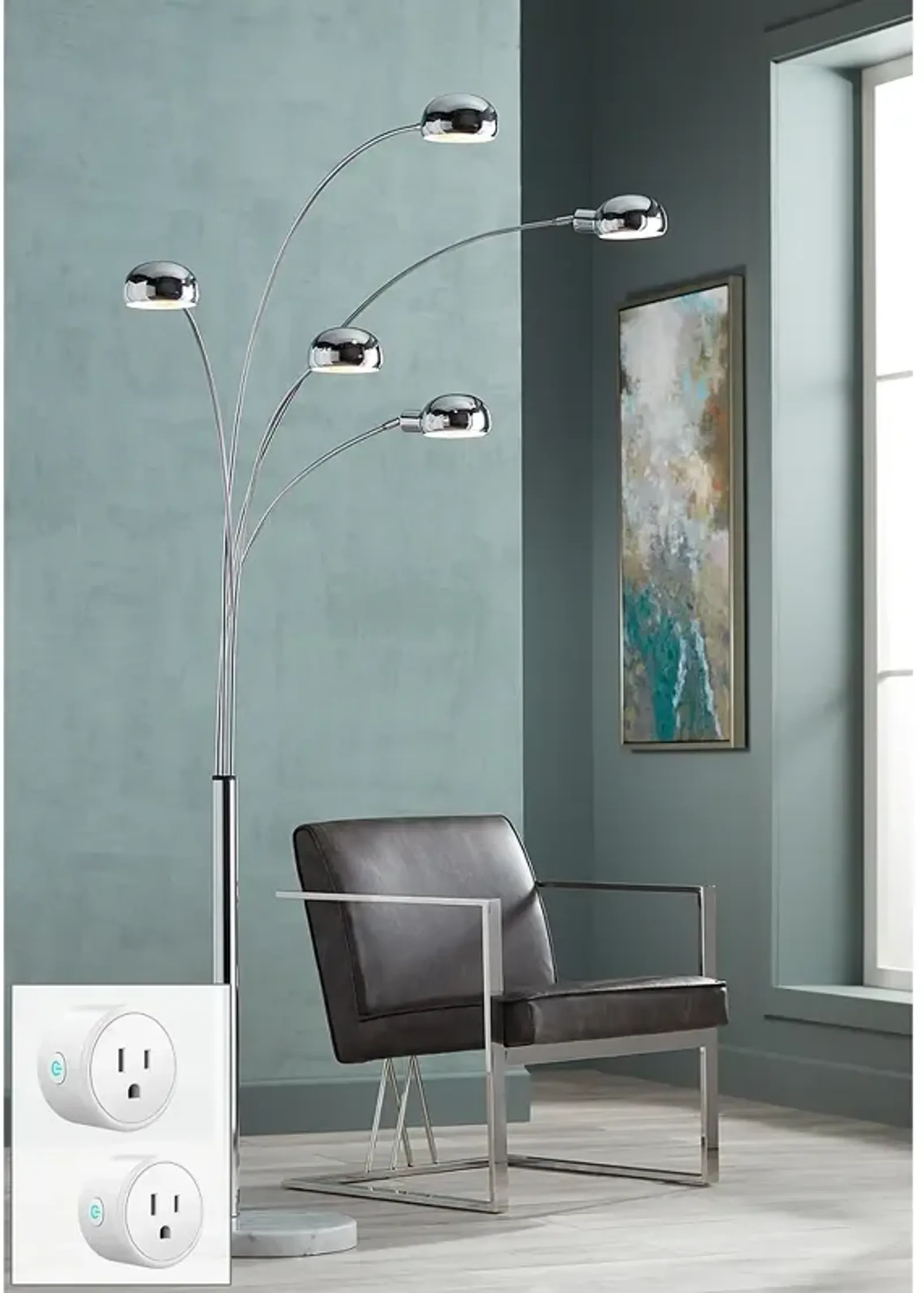 Possini Euro Infini 78" Chrome Arc Floor Lamp with Smart Socket