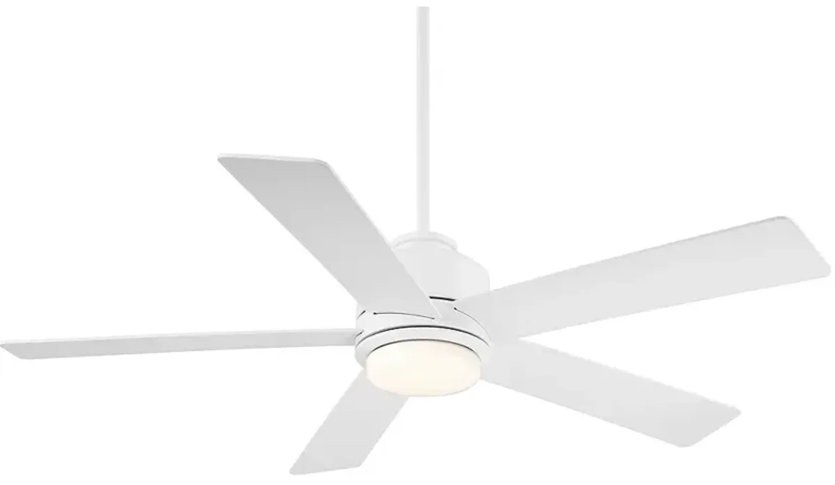 52" Casa Vieja Grand Palm Matte White LED Damp Rated Fan with Remote