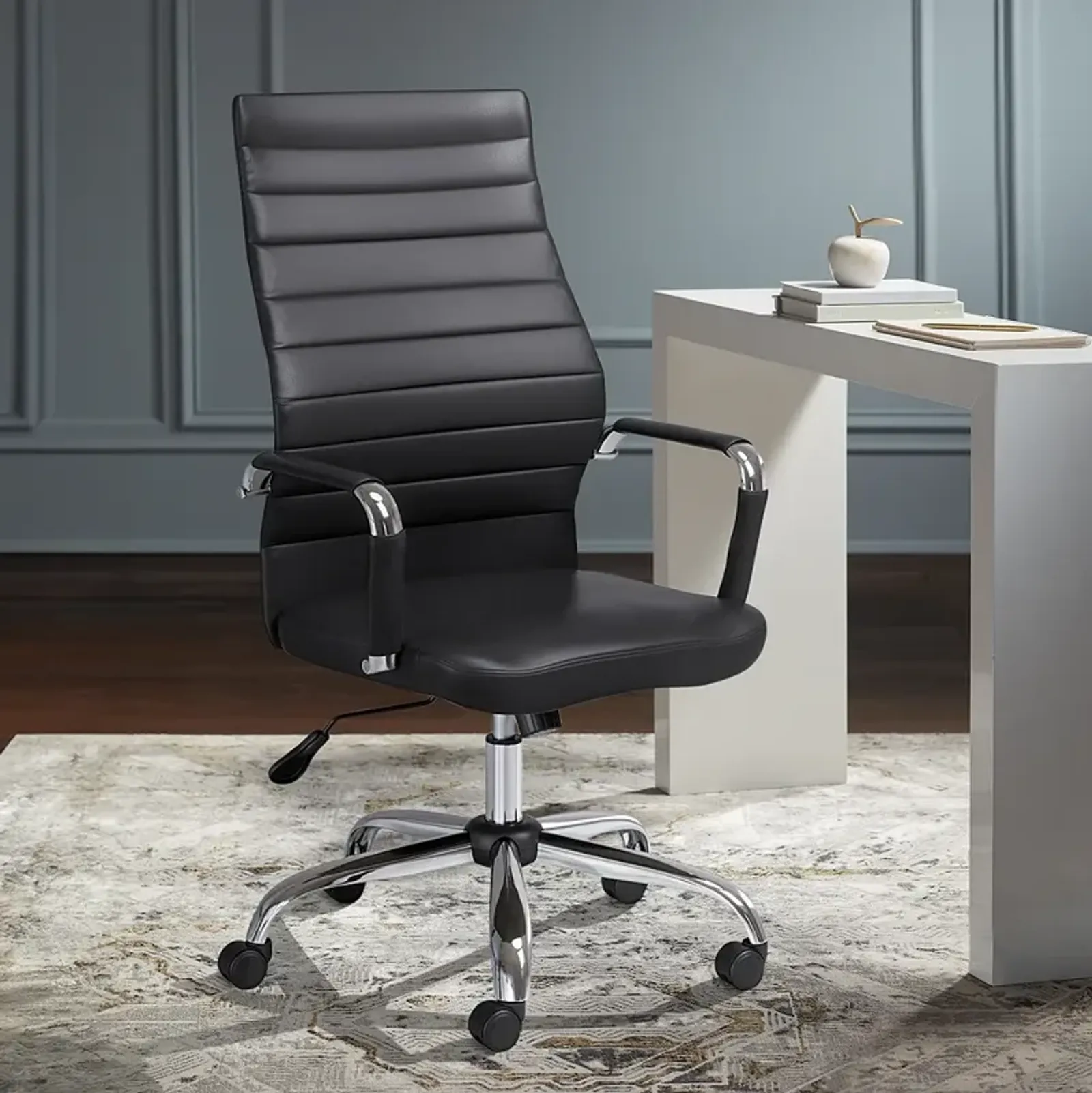 Primero Black Faux Leather Adjustable Office Chair