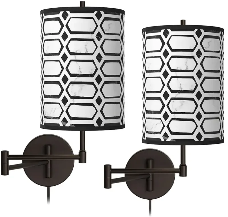 Rhombi Tessa Bronze Swing Arm Wall Lamps Set of 2