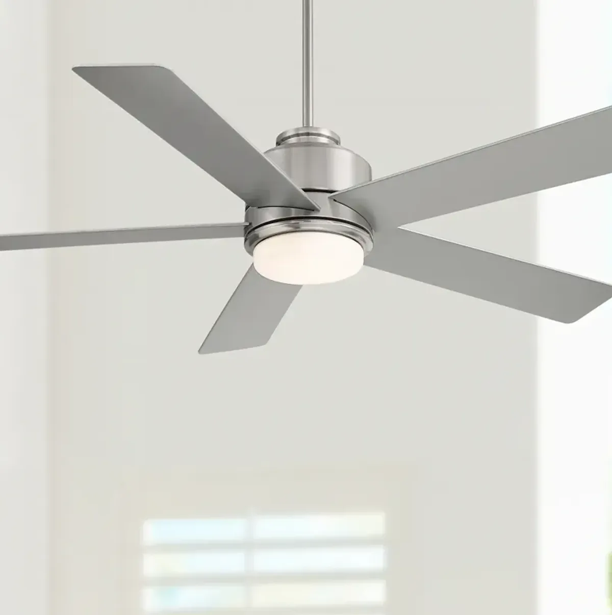 52" Casa Vieja Grand Palm Brushed Nickel LED Damp Rated Fan