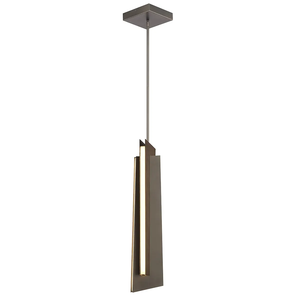 George Kovacs Intersezioni LED 1-Light Iron and Walnut Mini-Pendant