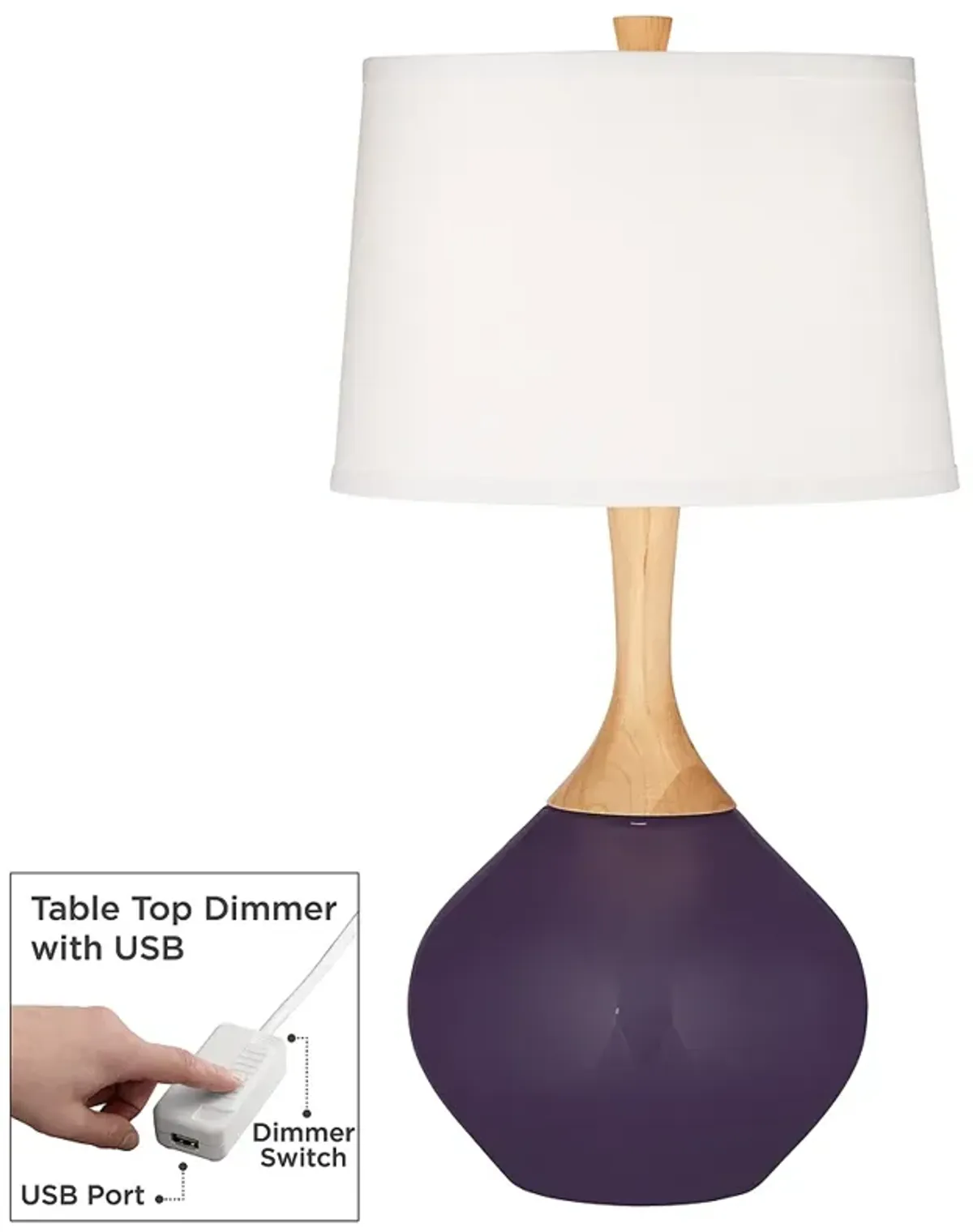 Quixotic Plum Wexler Table Lamp with Dimmer